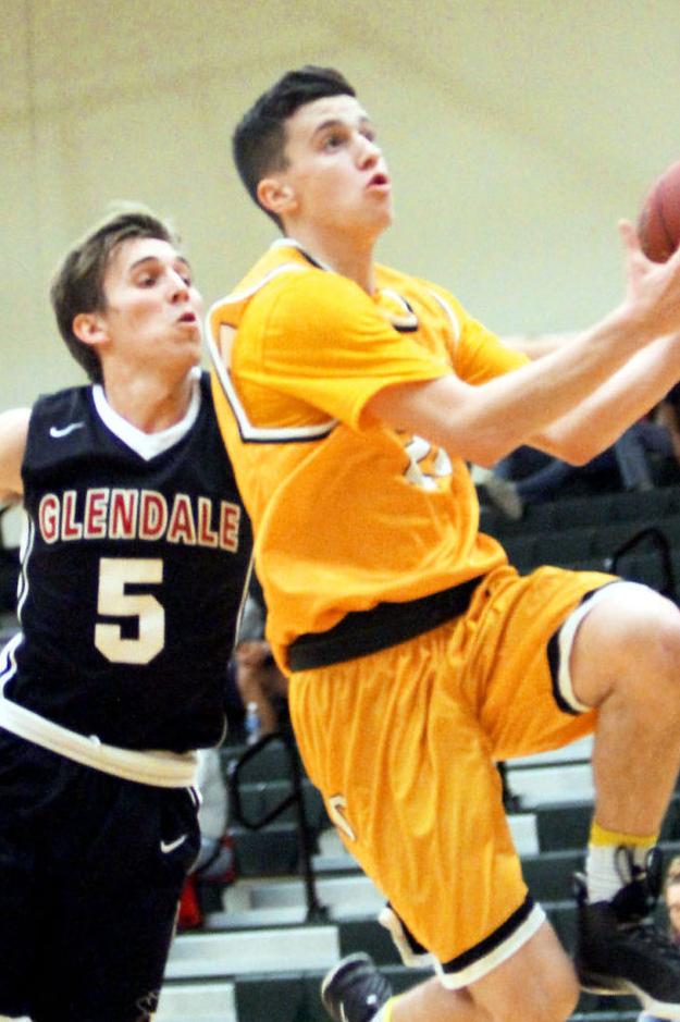 Andrew Leonard up and in vs Glendale Saturday night. Photo-Rodney Haas Pinal central