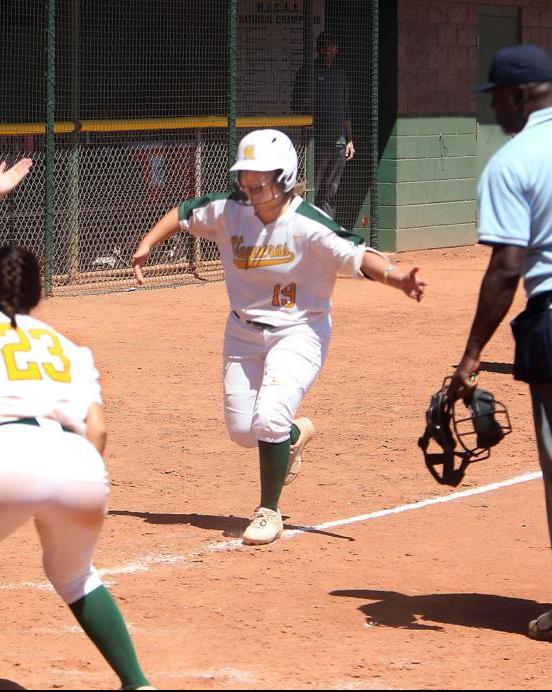 Evelyn Roman crosses after walk-off homer in game 1 against Arizona Western Saturday-Oscar Perez Pinal Central
