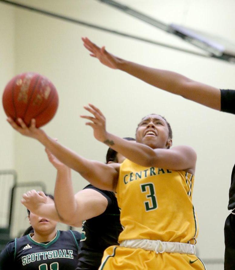 Mahogany Menefee goes to the hole in win Wednesday night versus Scottsdale Community College